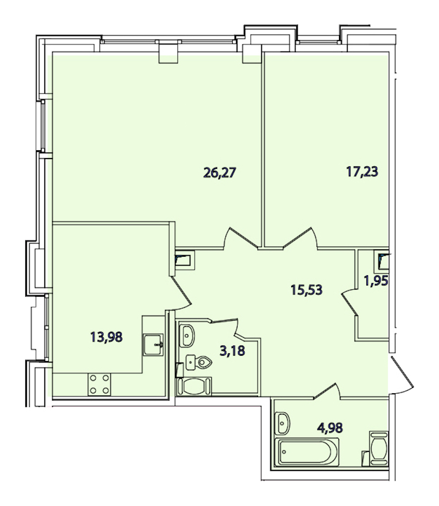 Двухкомнатная квартира в : площадь 82.68 м2 , этаж: 10 – купить в Санкт-Петербурге
